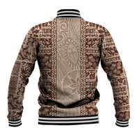 Hawaii Style Hibiscus and Tribal Element Fabric Patchwork Baseball Jacket Beige Version LT03 - Polynesian Pride