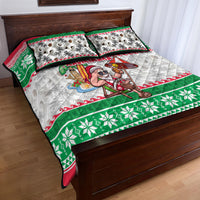Hawaii Mele Kalikimaka Quilt Bed Set Aloha Santa and Palm Tree Mix Kakau Pattern LT03 - Polynesian Pride
