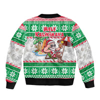 Hawaii Mele Kalikimaka Sleeve Zip Bomber Jacket Aloha Santa and Palm Tree Mix Kakau Pattern LT03 - Polynesian Pride