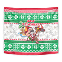 Hawaii Mele Kalikimaka Tapestry Aloha Santa and Palm Tree Mix Kakau Pattern LT03 - Polynesian Pride