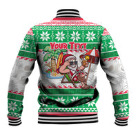 Custom Hawaii Mele Kalikimaka Baseball Jacket Aloha Santa and Palm Tree Mix Kakau Pattern LT03 - Polynesian Pride
