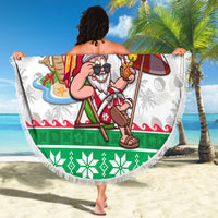 Custom Hawaii Mele Kalikimaka Beach Blanket Aloha Santa and Palm Tree Mix Kakau Pattern LT03 - Polynesian Pride