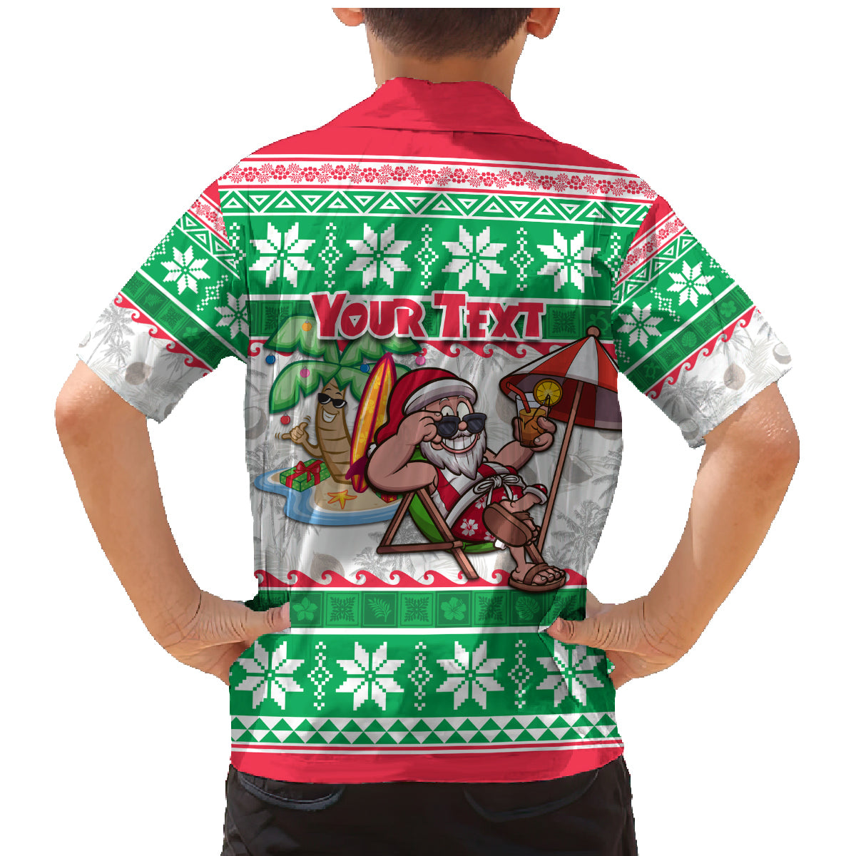 Custom Hawaii Mele Kalikimaka Family Matching Mermaid Dress and Hawaiian Shirt Aloha Santa and Palm Tree Mix Kakau Pattern LT03 - Polynesian Pride