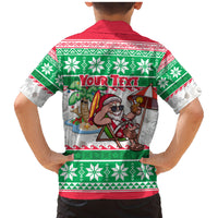 Custom Hawaii Mele Kalikimaka Family Matching Mermaid Dress and Hawaiian Shirt Aloha Santa and Palm Tree Mix Kakau Pattern LT03 - Polynesian Pride