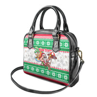 Custom Hawaii Mele Kalikimaka Shoulder Handbag Aloha Santa and Palm Tree Mix Kakau Pattern LT03 - Polynesian Pride
