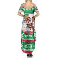 Custom Hawaii Mele Kalikimaka Summer Maxi Dress Aloha Santa and Palm Tree Mix Kakau Pattern LT03 - Polynesian Pride