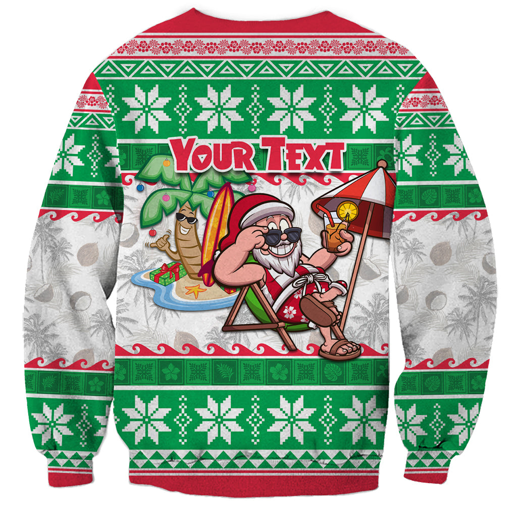 Custom Hawaii Mele Kalikimaka Sweatshirt Aloha Santa and Palm Tree Mix Kakau Pattern LT03 - Polynesian Pride