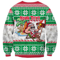 Custom Hawaii Mele Kalikimaka Sweatshirt Aloha Santa and Palm Tree Mix Kakau Pattern LT03 - Polynesian Pride
