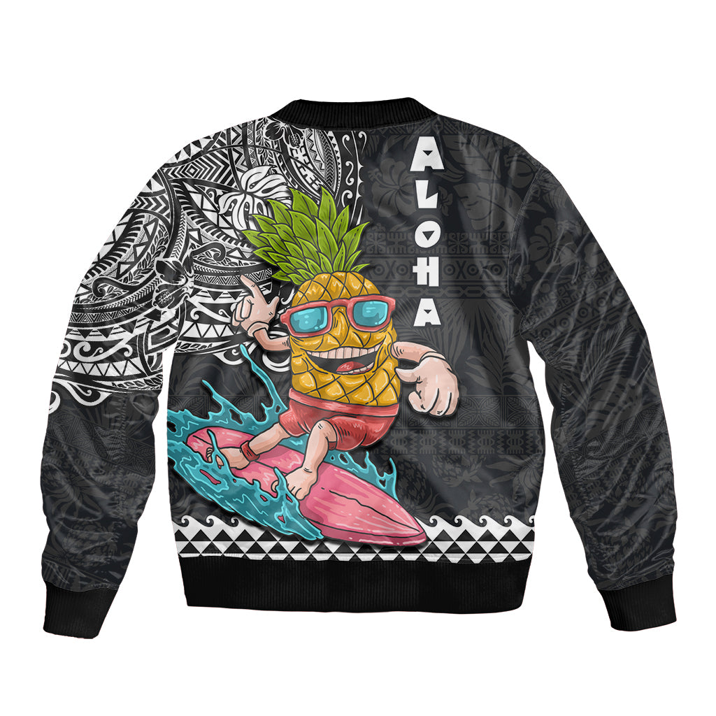Hawaii Pineapple Surfing With Kakau Tribal Bomber Jacket LT03 - Polynesian Pride