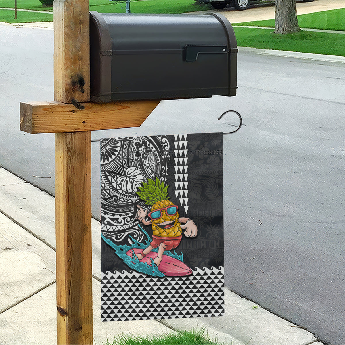 Hawaii Pineapple Surfing With Kakau Tribal Garden Flag LT03 - Polynesian Pride