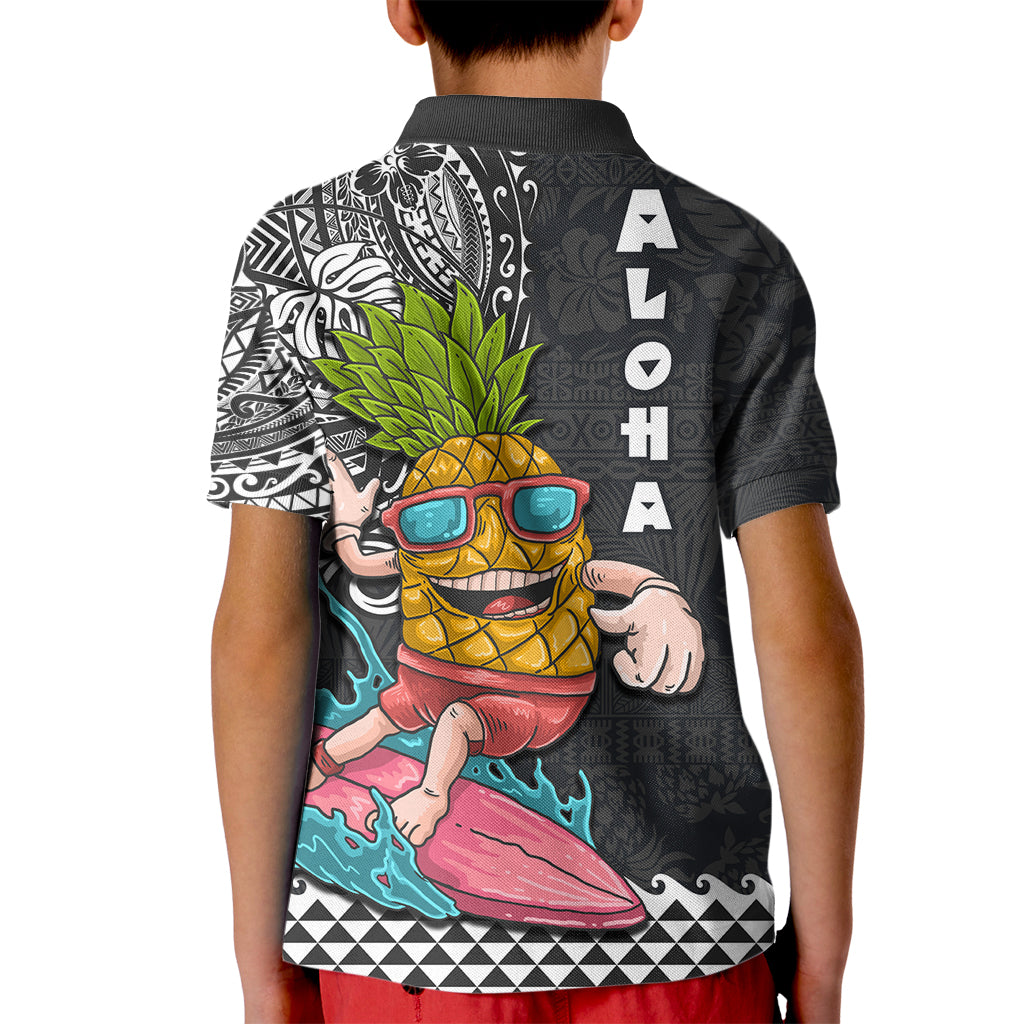 Hawaii Pineapple Surfing With Kakau Tribal Kid Polo Shirt LT03 - Polynesian Pride