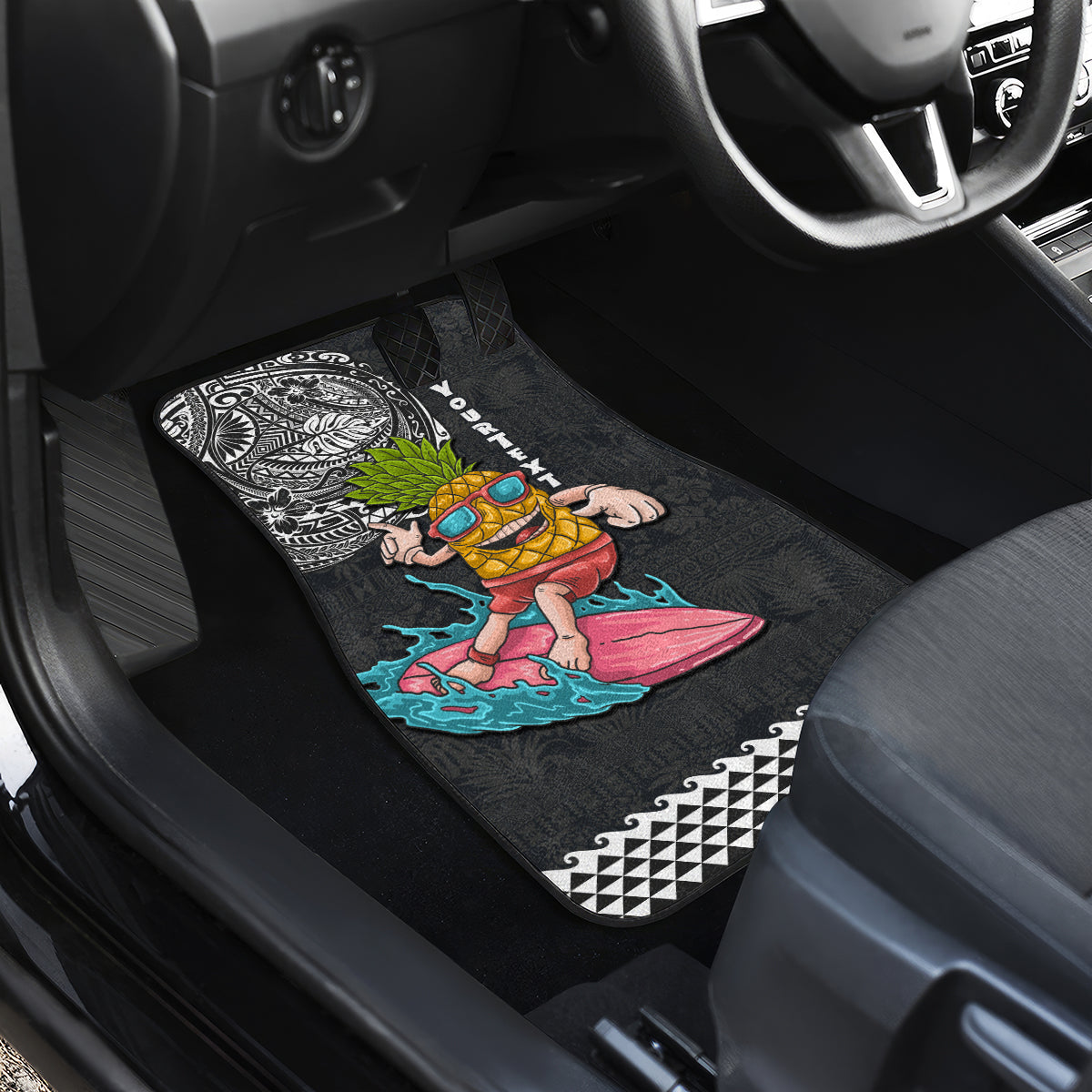 Hawaii Pineapple Surfing Kakau Tribal Personalised Car Mats LT03 - Polynesian Pride