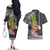 Hawaii Pineapple Surfing Kakau Tribal Personalised Couples Matching Off The Shoulder Long Sleeve Dress and Hawaiian Shirt LT03 - Polynesian Pride