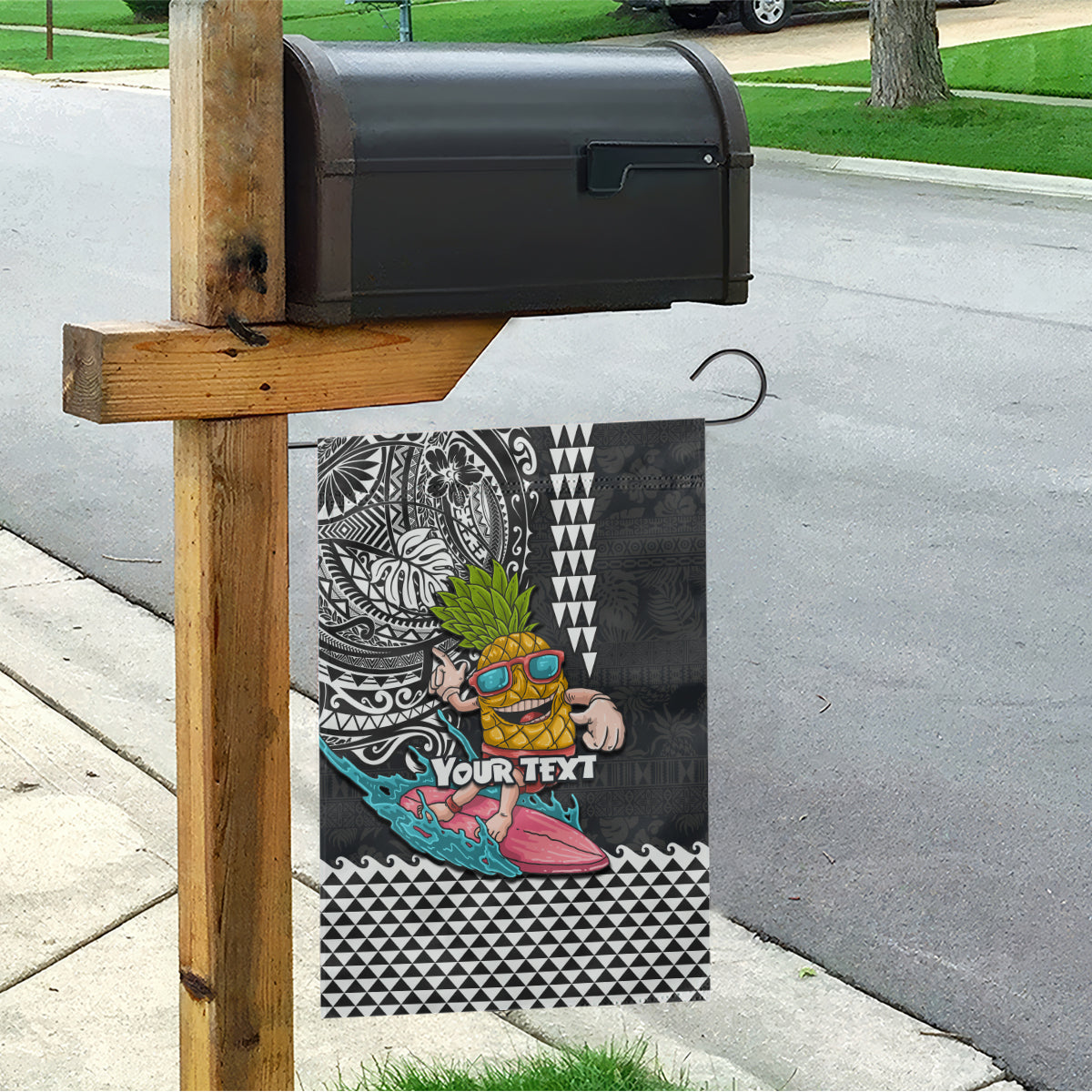 Hawaii Pineapple Surfing Kakau Tribal Personalised Garden Flag LT03 - Polynesian Pride