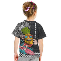 Hawaii Pineapple Surfing Kakau Tribal Personalised Kid T Shirt LT03 - Polynesian Pride