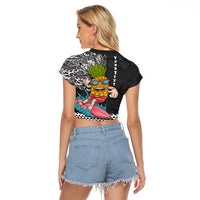 Hawaii Pineapple Surfing Kakau Tribal Personalised Raglan Cropped T Shirt LT03 - Polynesian Pride