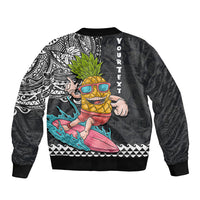 Hawaii Pineapple Surfing Kakau Tribal Personalised Sleeve Zip Bomber Jacket LT03 - Polynesian Pride
