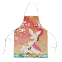 Hawaiian and Japanese Culture Together Apron Kakau Art Tattoo with Cranes and Sakura Spring Vibe - Polynesian Pride