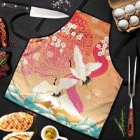 Hawaiian and Japanese Culture Together Apron Kakau Art Tattoo with Cranes and Sakura Spring Vibe - Polynesian Pride