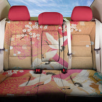 Hawaiian and Japanese Culture Together Back Car Seat Cover Kakau Art Tattoo with Cranes and Sakura Spring Vibe - Polynesian Pride