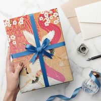 Hawaiian and Japanese Culture Together Wrapping Paper Kakau Art Tattoo with Cranes and Sakura Spring Vibe - Polynesian Pride