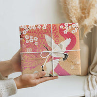 Hawaiian and Japanese Culture Together Wrapping Paper Kakau Art Tattoo with Cranes and Sakura Spring Vibe - Polynesian Pride