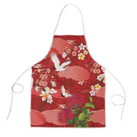 Hawaiian and Japanese Culture Together Apron Red Ohia Lehua Plumeria and Sakura Blooming - Polynesian Pride