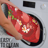 Hawaiian and Japanese Culture Together Bathroom Set Red Ohia Lehua Plumeria and Sakura Blooming - Polynesian Pride