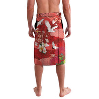 Hawaiian and Japanese Culture Together Lavalava Red Ohia Lehua Plumeria and Sakura Blooming - Polynesian Pride
