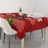 Hawaiian and Japanese Culture Together Tablecloth Red Ohia Lehua Plumeria and Sakura Blooming - Polynesian Pride
