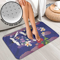 Hawaiian and Japanese Culture Together Bathroom Set Blue Ohia Lehua Plumeria and Sakura Blooming - Polynesian Pride