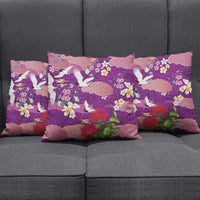 Hawaiian and Japanese Culture Together Pillow Cover Purple Ohia Lehua Plumeria and Sakura Blooming LT03 - Polynesian Pride