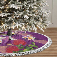 Hawaiian and Japanese Culture Together Tree Skirt Purple Ohia Lehua Plumeria and Sakura Blooming - Polynesian Pride