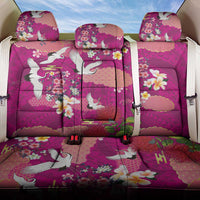 Hawaiian and Japanese Culture Together Back Car Seat Cover Pink Ohia Lehua Plumeria and Sakura Blooming - Polynesian Pride