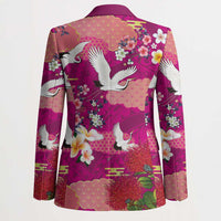 Hawaiian and Japanese Culture Together Blazer Pink Ohia Lehua Plumeria and Sakura Blooming - Polynesian Pride