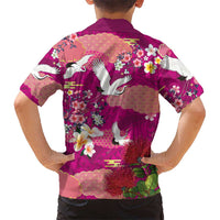 Hawaiian and Japanese Culture Together Family Matching Puletasi and Hawaiian Shirt Pink Ohia Lehua Plumeria and Sakura Blooming LT03 - Polynesian Pride