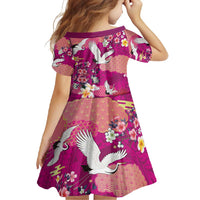 Hawaiian and Japanese Culture Together Family Matching Short Sleeve Bodycon Dress and Hawaiian Shirt Pink Ohia Lehua Plumeria and Sakura Blooming - Polynesian Pride