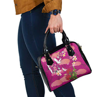 Hawaiian and Japanese Culture Together Shoulder Handbag Pink Ohia Lehua Plumeria and Sakura Blooming - Polynesian Pride