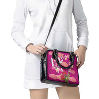 Hawaiian and Japanese Culture Together Shoulder Handbag Pink Ohia Lehua Plumeria and Sakura Blooming - Polynesian Pride