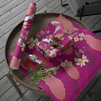 Hawaiian and Japanese Culture Together Wrapping Paper Pink Ohia Lehua Plumeria and Sakura Blooming - Polynesian Pride