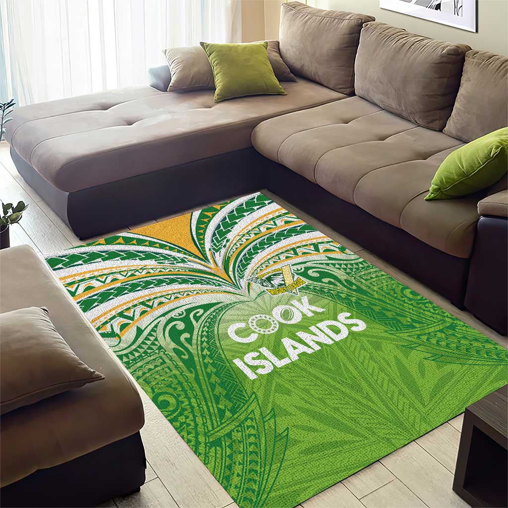Cook Islands Rugby League Area Rug Tatau Tribal Motifs-Light Green Color - Polynesian Pride