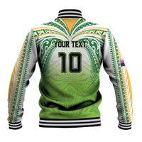 Custom Cook Islands Rugby League Baseball Jacket Tatau Tribal Motifs-Light Green Color LT03 - Polynesian Pride