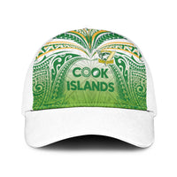 Cook Islands Rugby League Baseball Net Cap Tatau Tribal Motifs-Light Green Color LT03 One Size White Green - Polynesian Pride