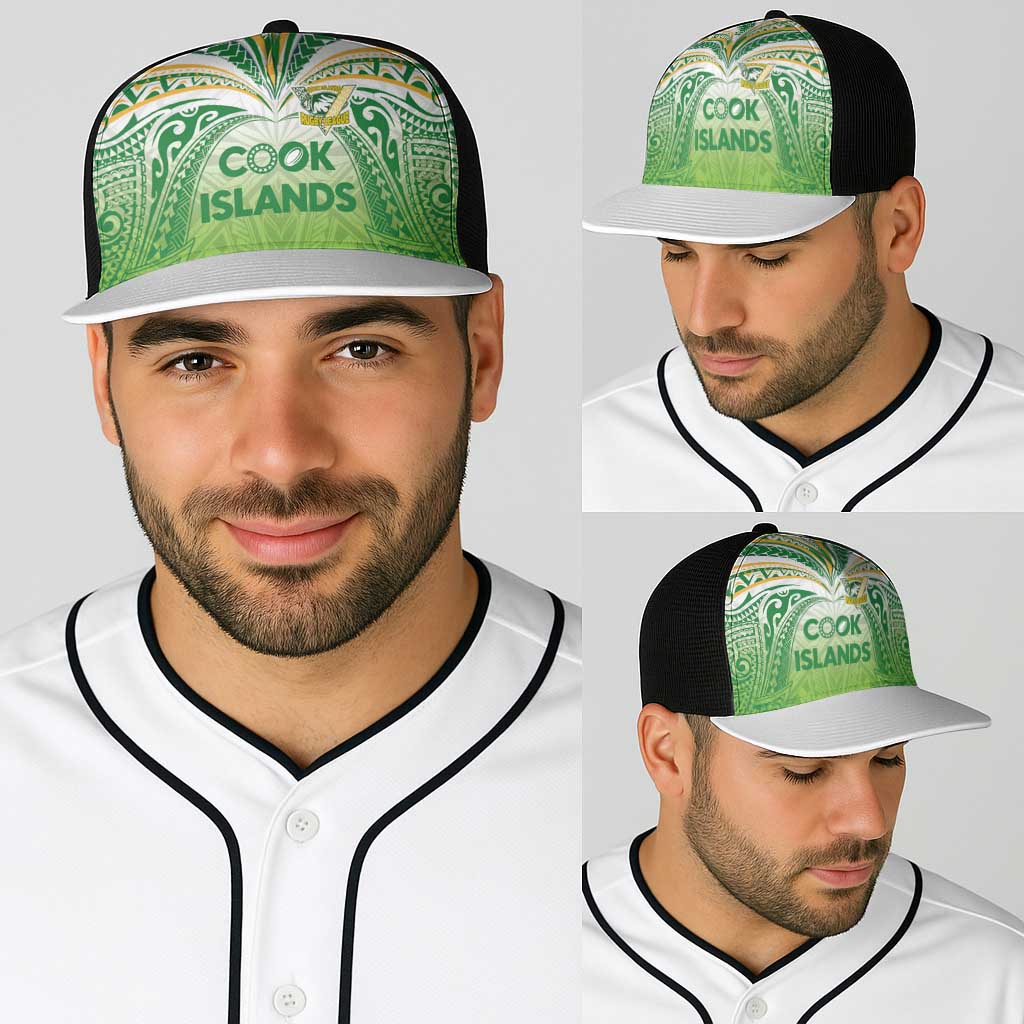 Cook Islands Rugby League Baseball Net Cap Tatau Tribal Motifs-Light Green Color LT03 - Polynesian Pride