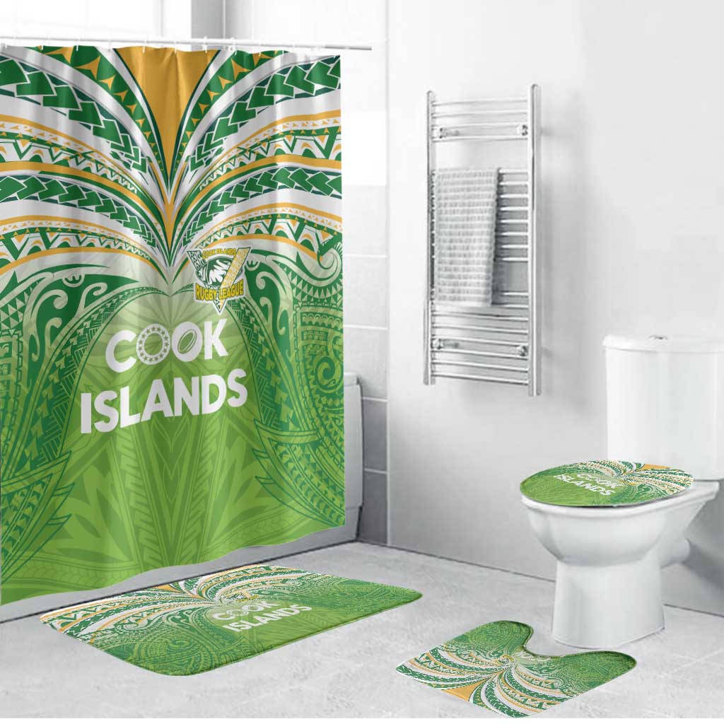 Cook Islands Rugby League Bathroom Set Tatau Tribal Motifs-Light Green Color - Polynesian Pride