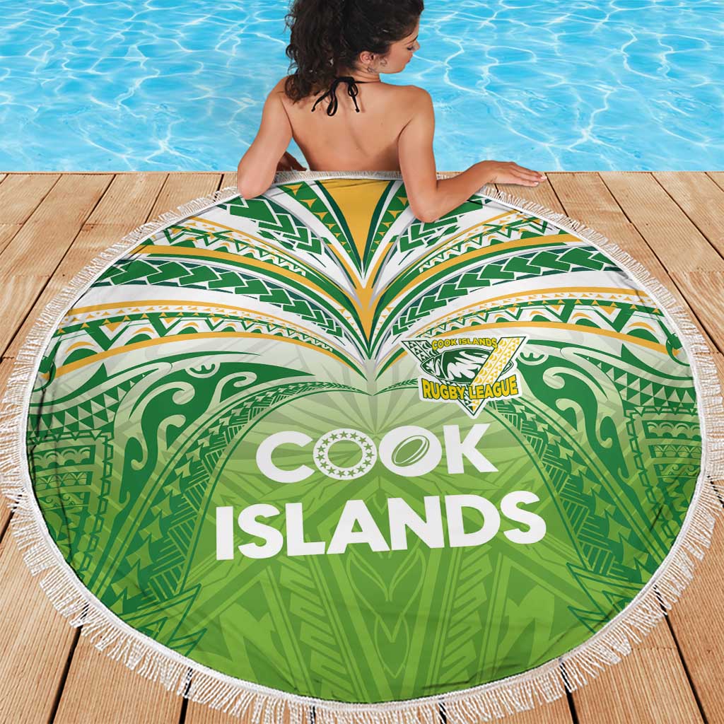 Cook Islands Rugby League Beach Blanket Tatau Tribal Motifs-Light Green Color - Polynesian Pride