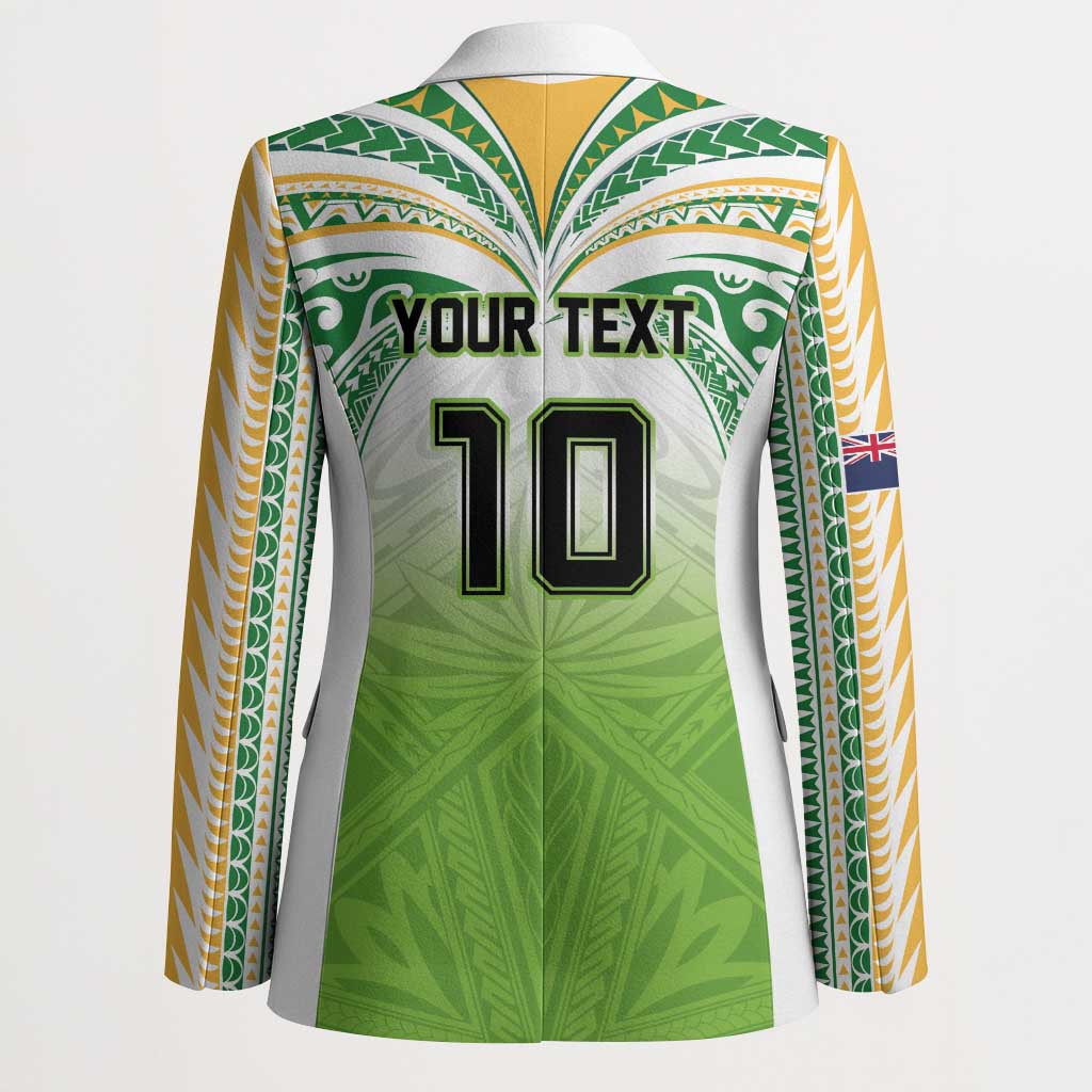 Custom Cook Islands Rugby League Blazer Tatau Tribal Motifs-Light Green Color LT03 - Polynesian Pride