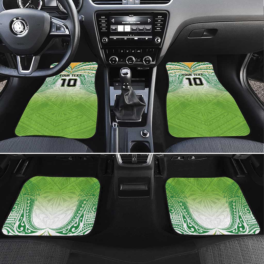 Custom Cook Islands Rugby League Car Mats Tatau Tribal Motifs-Light Green Color - Polynesian Pride