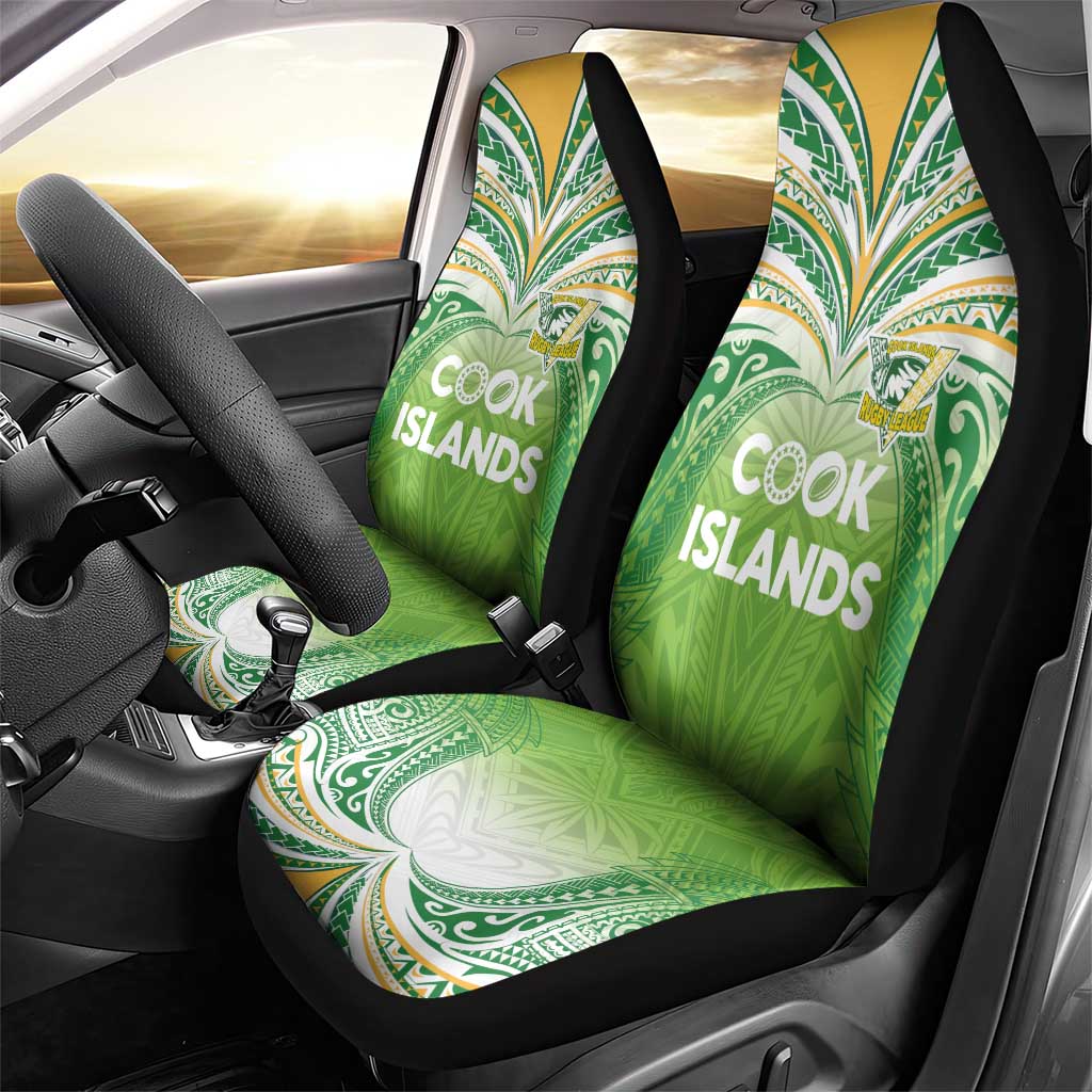 Cook Islands Rugby League Car Seat Cover Tatau Tribal Motifs-Light Green Color - Polynesian Pride