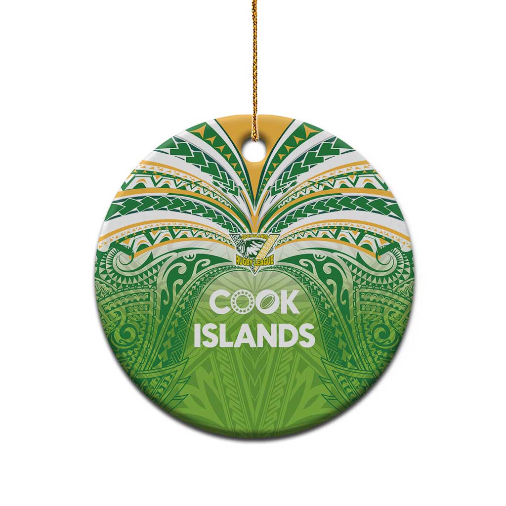 Cook Islands Rugby League Ceramic Ornament Tatau Tribal Motifs-Light Green Color - Polynesian Pride